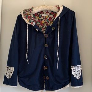 Women’s cute jacket coat floral Mori girl lace